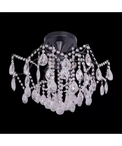 Candelabru Cristal Chris, 4*E27, Negru, Diametru 50cm Metal si Cristal