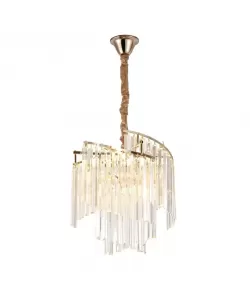 Candelabru Cristal Grey 5x E27 Diametru 38cm Auriu