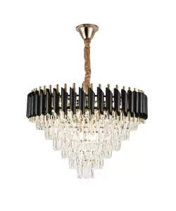 Candelabru Cristal Isaac 8x E27 Diametru 60 cm Auriu Negru