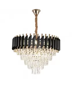 Candelabru Cristal Ivan 7x E14 Diametru 50cm Auriu Negru