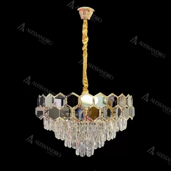 Candelabru Cristal Mehdi 8x E27 Auriu Negru Candelabru Cristal Mehdi 8x E27 Auriu Negru