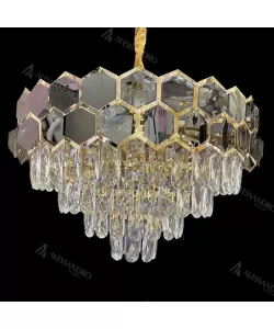 Candelabru Cristal Mehdi 8x E27 Auriu Negru