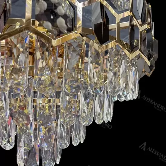 Candelabru Cristal Mehdi 8x E27 Auriu Negru Candelabru Cristal Mehdi 8x E27 Auriu Negru