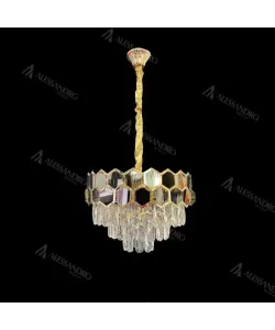 Candelabru Cristal Melih 5x E27 Diametru 40cm Auriu Negru