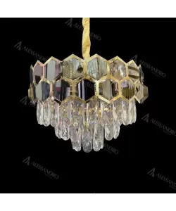 Candelabru Cristal Melih 5x E27 Diametru 40cm Auriu Negru