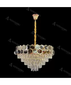 Candelabru Cristal Miran 10x E27 Auriu Negru