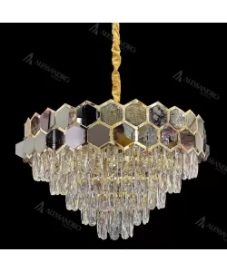 Candelabru Cristal Miran 10x E27 Auriu Negru