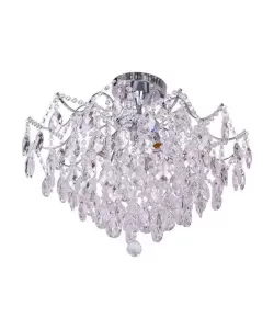 Candelabru Cristal Owen, 6*E27, Crom, Metal si Cristal