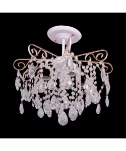 Candelabru Eiko, 4*E27, Alb, Metal si Cristal