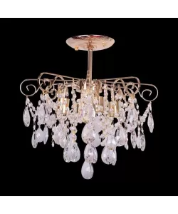 Candelabru Eiko, 4*E27, Auriu, Metal si Cristal