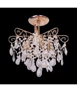 Candelabru Eiko, 4*E27, Auriu, Metal si Cristal