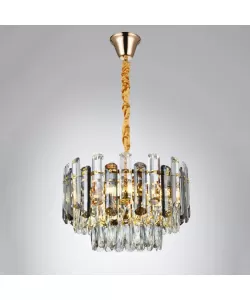 Candelabru Eldar 5*E27, Metal si Cristal, Auriu