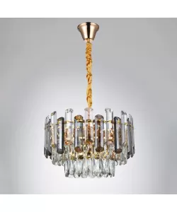 Candelabru Eldar 5*E27, Metal si Cristal, Auriu