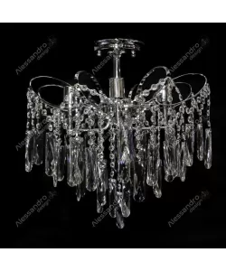 Candelabru Elegant 4*E27, Argintiu, Metal si Cristal