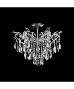 Candelabru Eleganta, 8*E27, Argintiu, Metal si Cristal