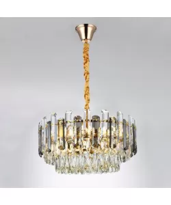 Candelabru Elros 8*E27, Metal si Cristal, Auriu