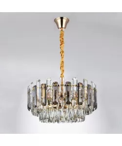 Candelabru Elros 8*E27, Metal si Cristal, Auriu