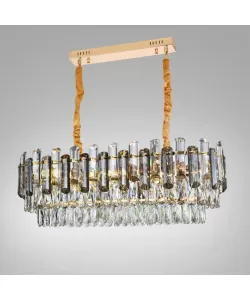 Candelabru Emir 8*E27, Metal si Cristal, Auriu