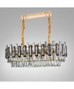 Candelabru Emir 8*E27, Metal si Cristal, Auriu