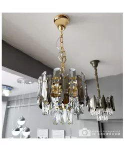 Candelabru Eran 4*E27, Metal si Cristal, Auriu