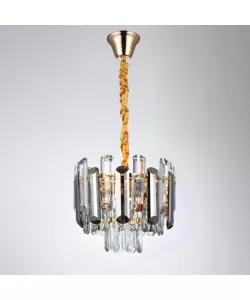 Candelabru Eran 4*E27, Metal si Cristal, Auriu