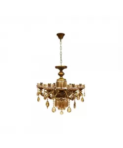 Candelabru Etern, 6*E14, Auriu, Metal si Cristal