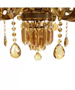 Candelabru Etern, 6*E14, Auriu, Metal si Cristal