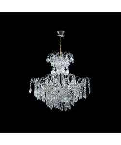 Candelabru Faleza, 8*E14, Alb, Metal si Cristal