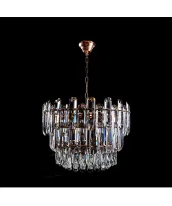 Candelabru Fedreric, 8*E27, Diametru 50cm, Auriu, Metal si Cristal