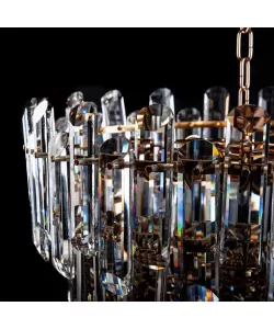 Candelabru Fedreric, 8*E27, Diametru 50cm, Auriu, Metal si Cristal