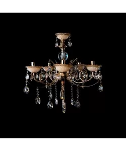 Candelabru Giala, 5*E14, Auriu, Metal si Cristal