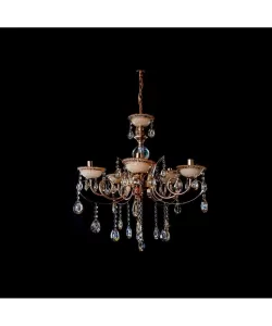 Candelabru Giala, 5*E14, Auriu, Metal si Cristal