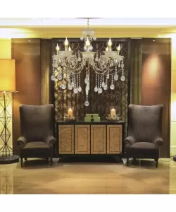 Candelabru Giala, 8*E14, Auriu, Metal si Cristal