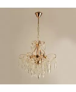 Candelabru Haru, 4*E27, Auriu, Metal si Cristal