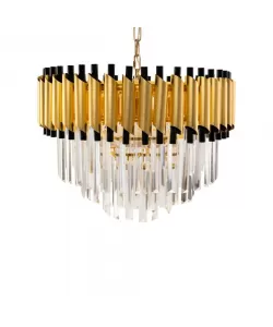 Candelabru Heter, 11*E14, Auriu si Negru, Metal si Cristal