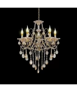 Candelabru Imperial 5*E14, Auriu, Metal si Cristal