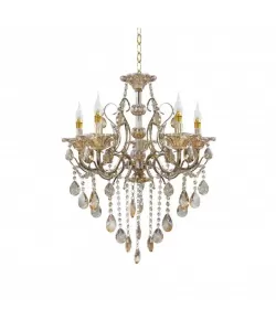 Candelabru Imperial 5*E14, Auriu, Metal si Cristal