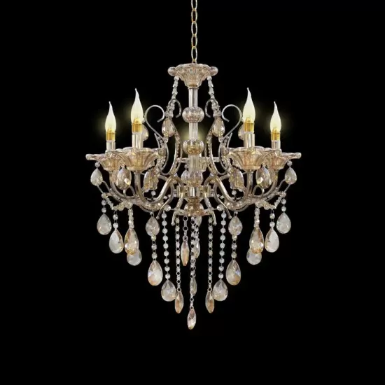 Candelabru Imperial 5*E14, Auriu, Metal si Cristal Candelabru Imperial 5*E14, Auriu, Metal si Cristal