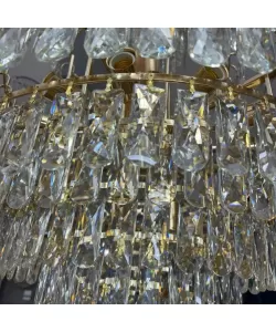 Candelabru Junnut 21*E27, Cristal si Metal, Auriu