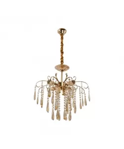 Candelabru Kelsi, 6*E27, Cristal, Auriu