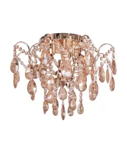 Candelabru Lapis, 4*E27, Auriu, Metal si Cristal