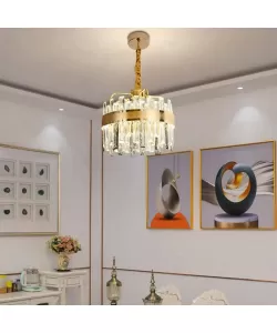 Candelabru LED Cristal cu Telecomanda Ben 100W Dimabil Auriu