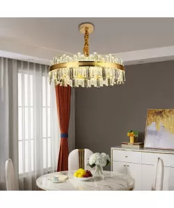 Candelabru LED Achim cu Telecomanda, 200W, Diametru 80cm Auriu, Dimabil