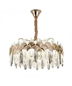 Candelabru LED Cristal cu Telecomanda Gregory 188W Dimabil Auriu