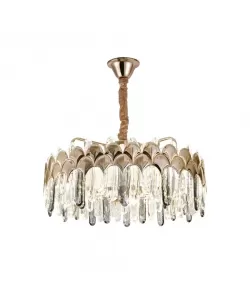 Candelabru LED Cristal cu Telecomanda Griffin 244W Dimabil Auriu