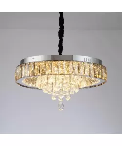 Candelabru LED Cristal cu Telecomanda Lorin 112W Dimabil Argintiu -RESIGILAT-