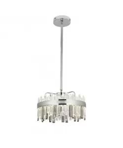 Candelabru LED Cristal cu Telecomanda Maxton 140W Dimabil Argintiu