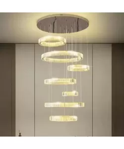 Candelabru LED Cristal cu Telecomanda Messiah 128W Argintiu