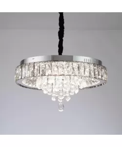 Candelabru LED Cristal cu Telecomanda Lorin 112W Dimabil Argintiu -RESIGILAT-