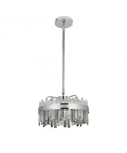 Candelabru LED Cristal cu Telecomanda Maxton 140W Dimabil Argintiu